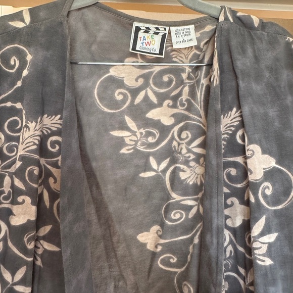 Take Two Clothing Co. Boho Open Front Cardigan Duster Floral Burnout Hippie M - Picture 2 of 9